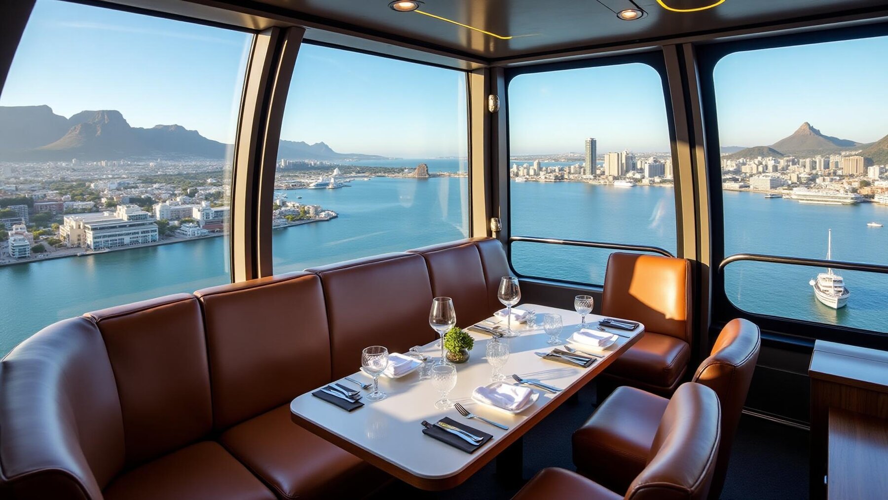 Dining experience overlooking Cape Town harbour, from the Lyonesse Estate collection